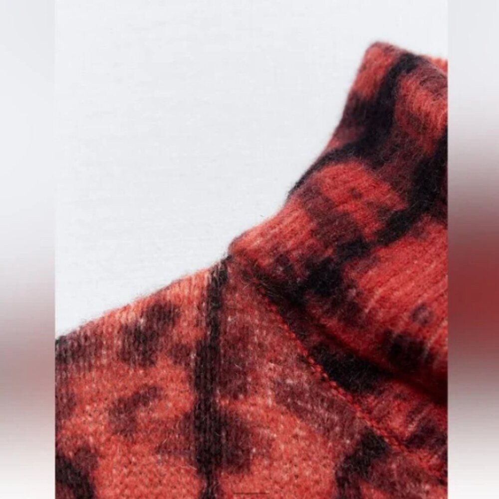 Zara Red and Black Tie Dye High Neck Sweater, NWT, L - Picture 16 of 16